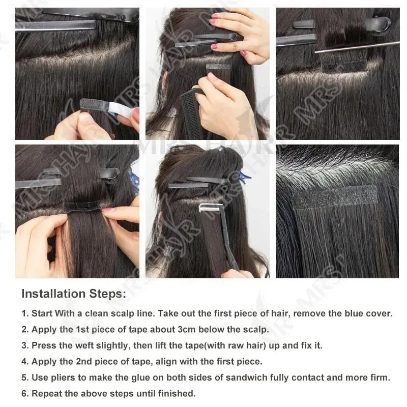 Seamless Tape in Extensions Human Hair Natural Tape in Hair Extensions Skin Weft PU Tape On Hair 20 PCS 12"-20" 50G/Pack