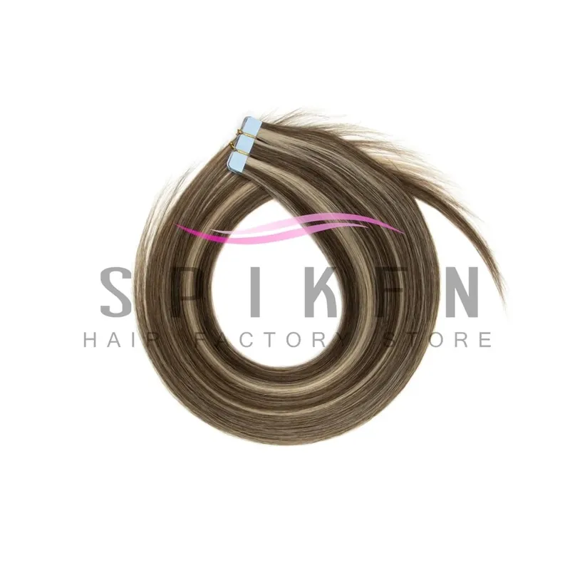 12"-20" Mini Tape Hair Extensions Machine Remy Skin Weft Adhesive Tape In Human Hair Natural Black Brown Blonde Straight 10pcs