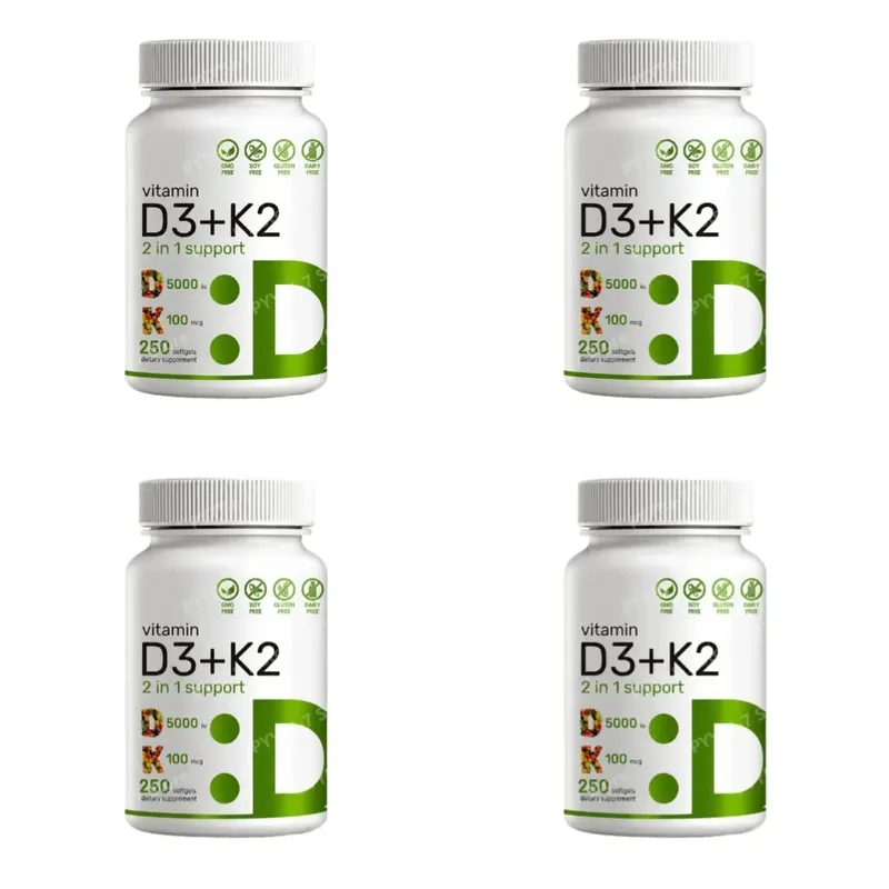 Vitamin D3 K2 Softgels with MK-7 5000 IU Vitamin D3 and 100 mcg Vitamin K2 for Daily Heart Bone & Immune Support 250 Softgels