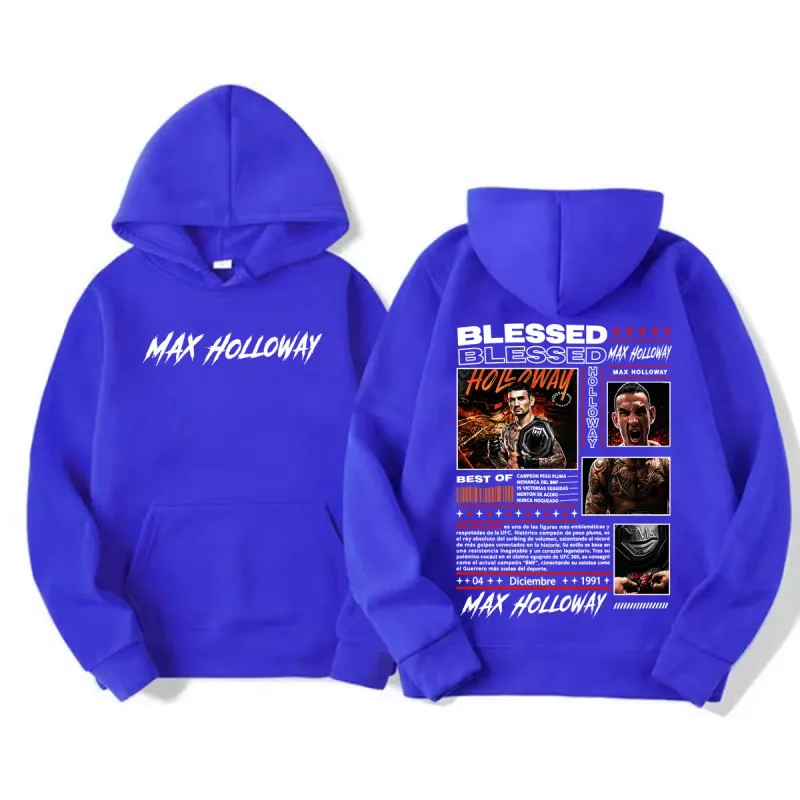 Max Holloway Blessed Vintage Graphic Hoodies Men Women Fashion Violence Aesthetic Sweatshirt Casual High Quality Pullovers Hoody