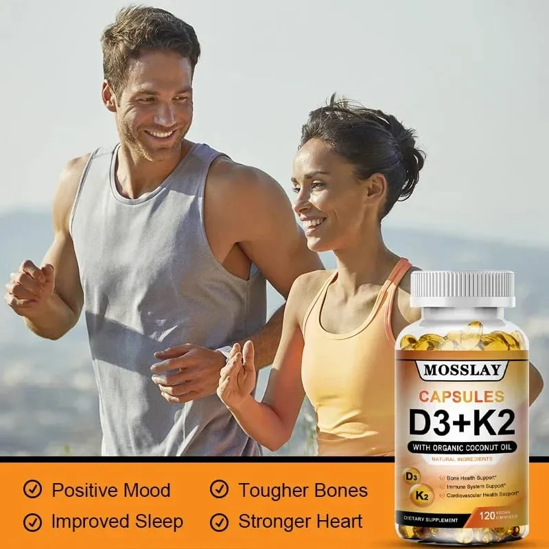 Vitamin K2 og D3 Supplement Premium Formula (30/60/120 kapsler)