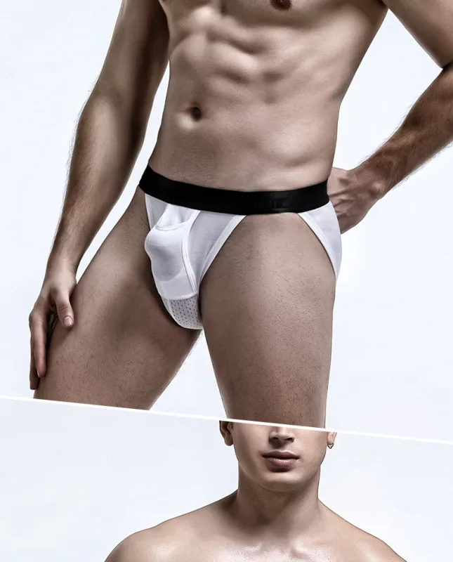 Men's Ice Silk Separated Pouch Briefs, U Convex Scrotal Support, Breathable Anti-Varicocele Design Underwear