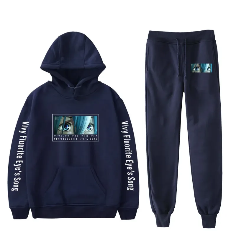 Harajuku Comfortable Vivy Fluorite Eye's Song Print Sweatshirt Sweatpants Hoodies+ Trousers Suit Boys/Girls 2 Piece Set Clothes