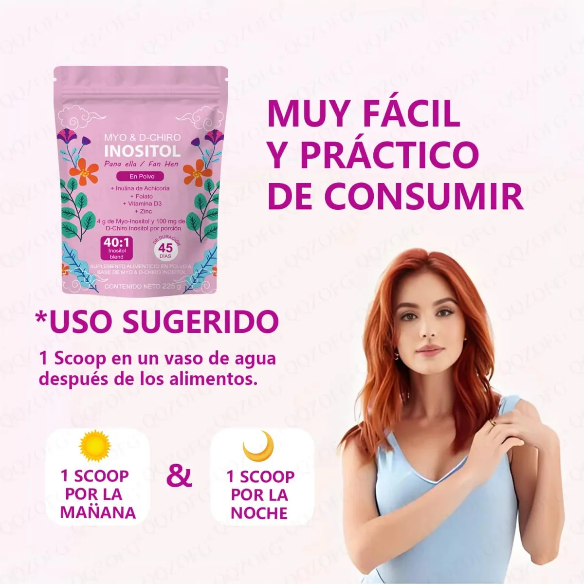 40:1 Mix Myo & D-Chiro Inositol Powder Contain Folate Vitamin D3 and Zinc Supporting Women's Daily Health Dietary Supplement — image 2