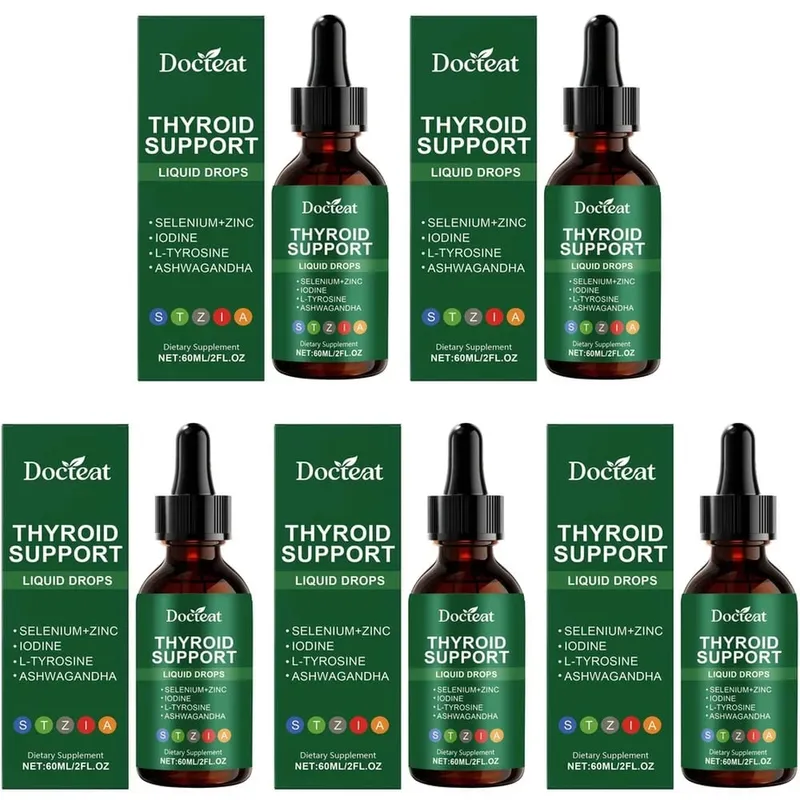 Docteat Thyroid Support Liquid Drops with Selenium Zinc Iodine L-Tyrosine & Ashwagandha Dropper Design for Daily Use 60 ML