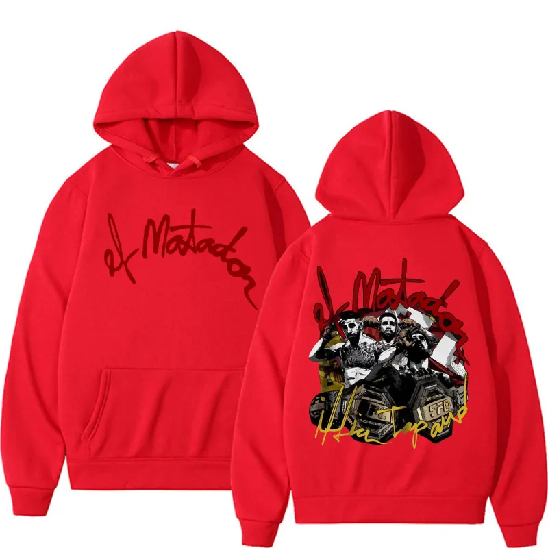 El Matador Ilia Topuria Violence Aesthetic Sweatshirts Men's Clothing Harajuku High Street Hooded Fleece Casual Oversized Hoodie