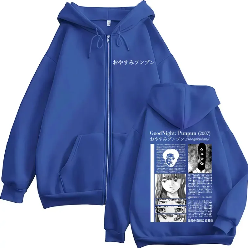 Oyasumi Goodnight Punpun Aiko Tanaka Manga Zipper Hoodies Men Women Clothing Fashion Oversized Zip Up Hooded Sweatshirts Jackets