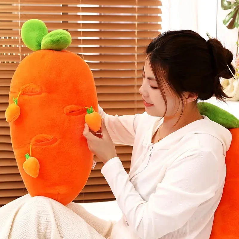 60cm Rabbit Fur Realistic Plant Carrot Pillow Interactive Pull Carrot Game Plush Waist Cushion Sofa Pillow Easter Day Decoration