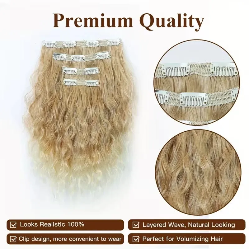 12Inch Synthetic Short Wavy Curly Hair Extension 4pcs/set Clip in Hair Easy to Wear for Women Party Use Daily — image 5