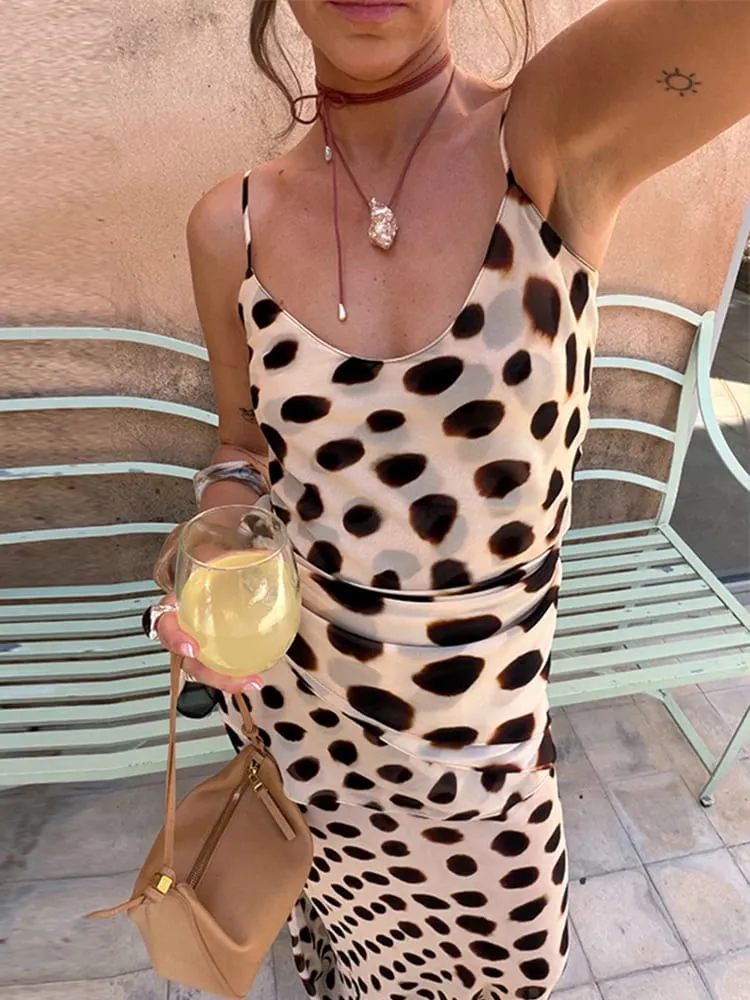 Chic Printed Women's Dress Sleeveless Slip Lady Long Dresses With Demountable Scarf 2026 Summer Chic New Female Vacation Robe