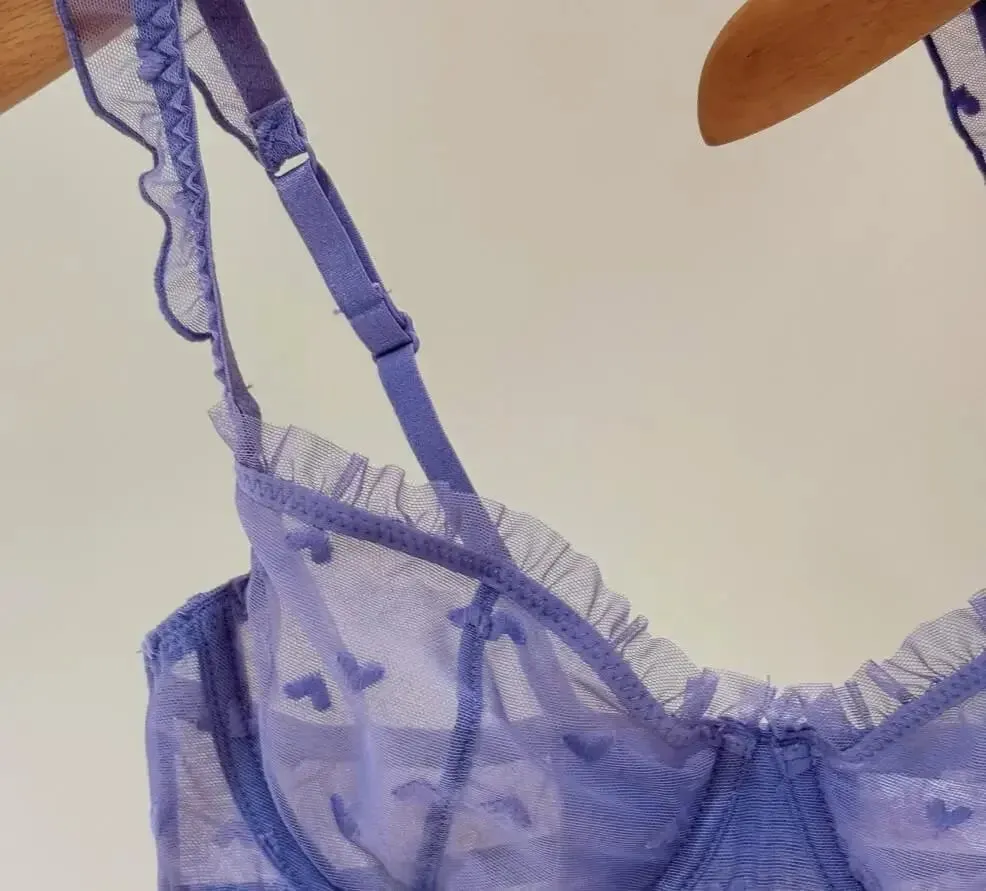 性感緞面三角杯無痕胸罩套裝舒適無鋼圈內衣適合大乳房 — image 5