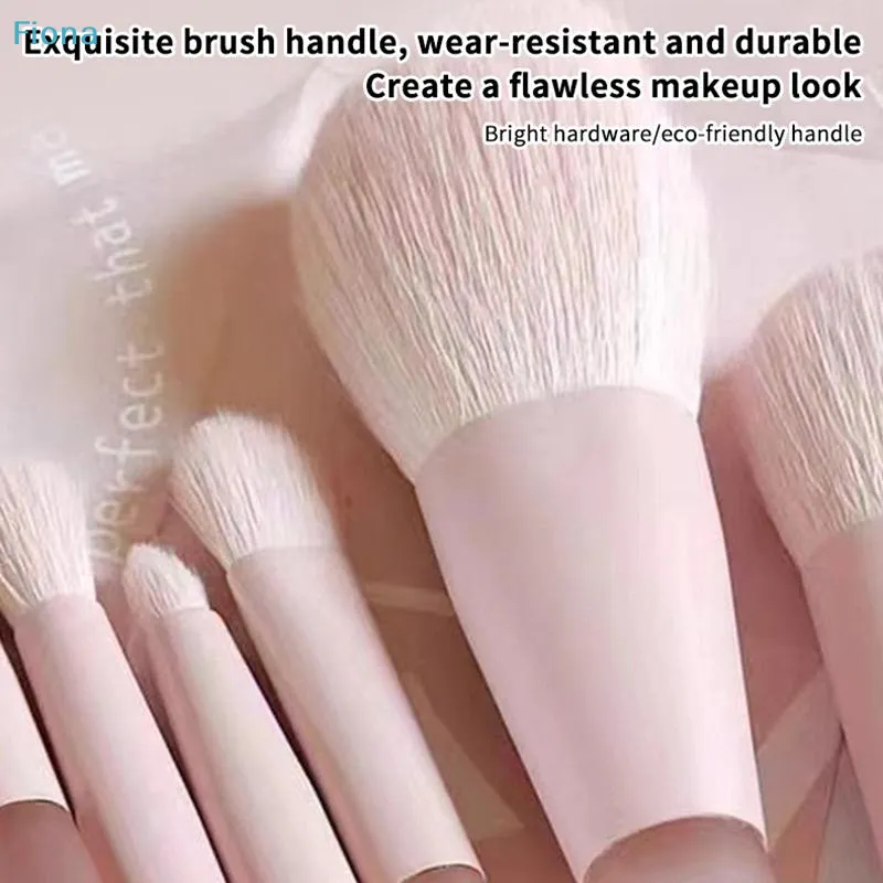 ☭10pcs Pink Handle Travel Makeup Brushes Synthetic Foundation Powder Eyeshadow Mini Makeup Brush Set