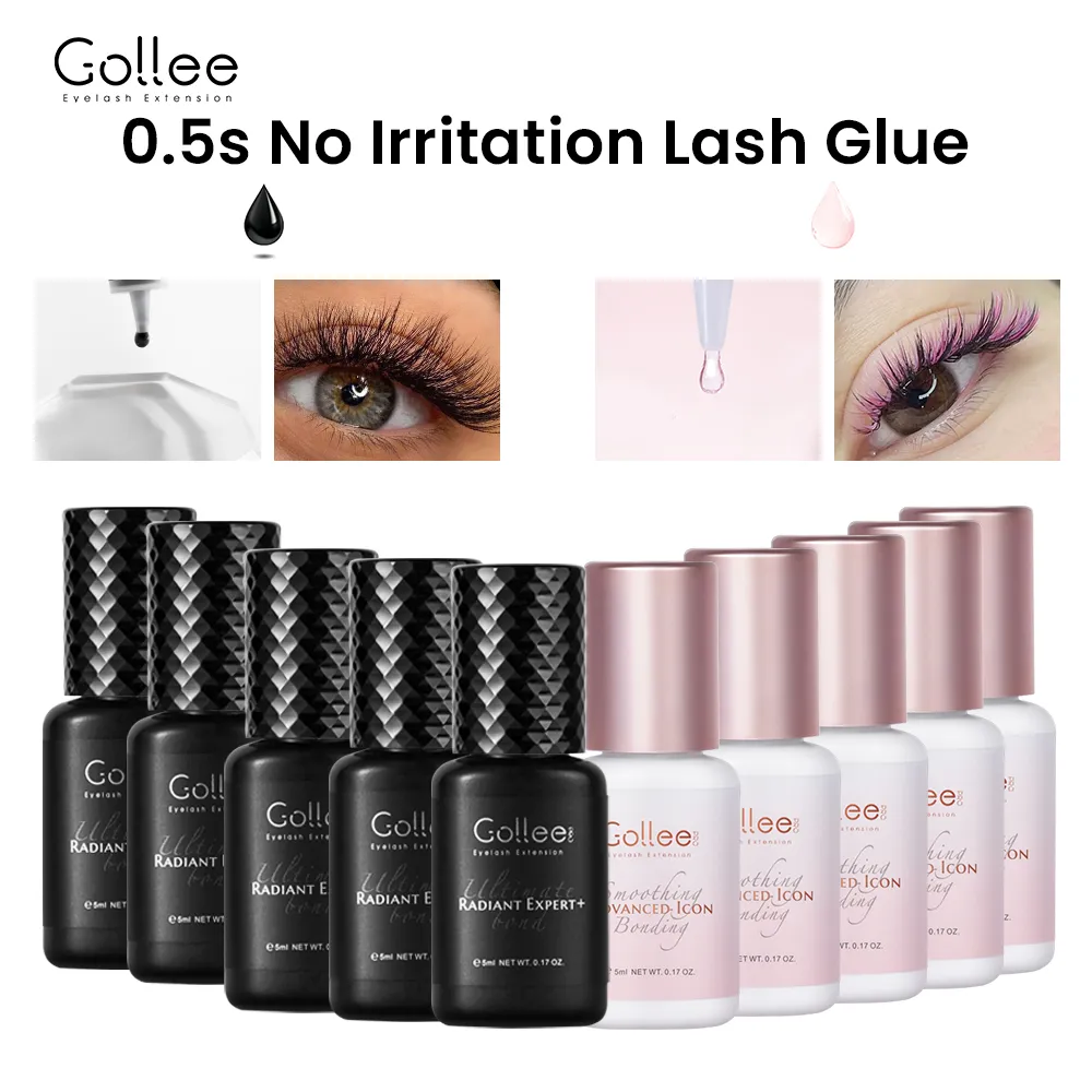 Gollee 0.5-1s Fast Dry Glue for Eyelash Extension Hypoallergenic Lash Extension Glue for Professional Artists Eyelashes Supplies