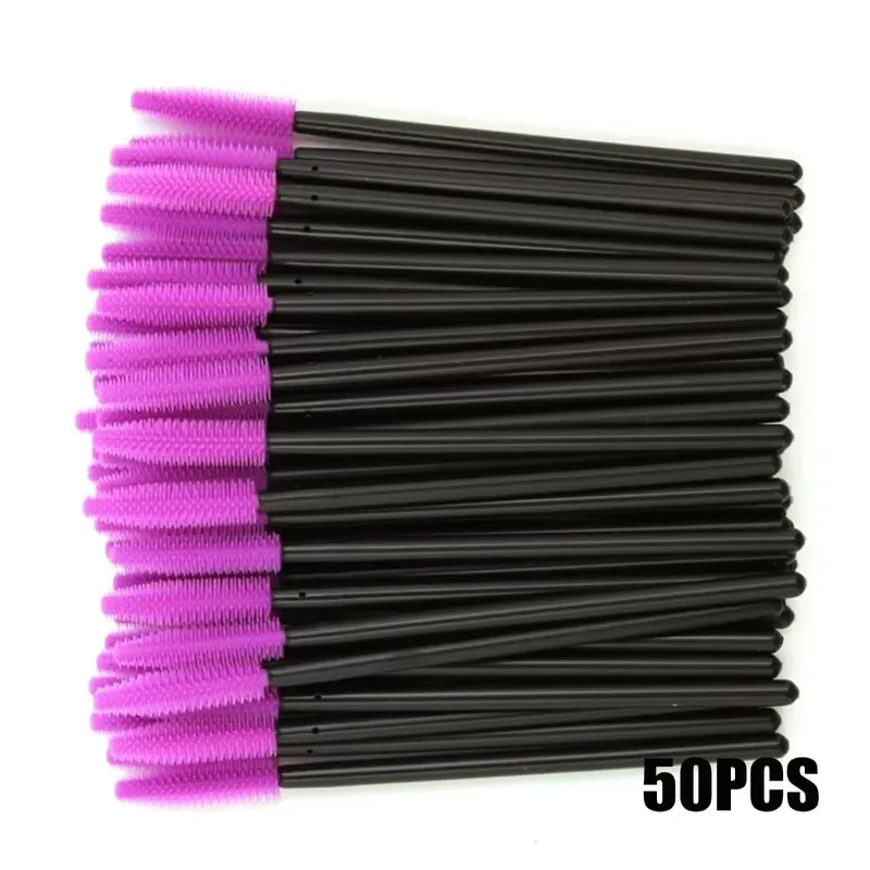50/100 pçs escova de cílios de silicone escovas rímel varinhas aplicadores kits para extensão de chicote sobrancelhas maquiagem ferramenta