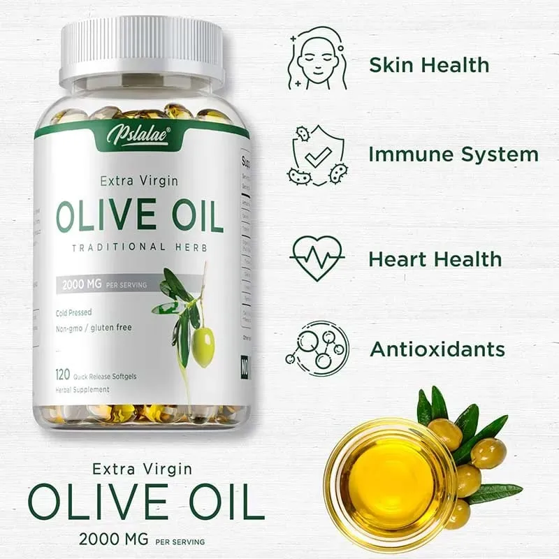 Olive Oil Supplement - Supports Brain Skin and Heart Health Antioxidant Reduces Wrinkles Promotes Cell Repair Boost Vitality