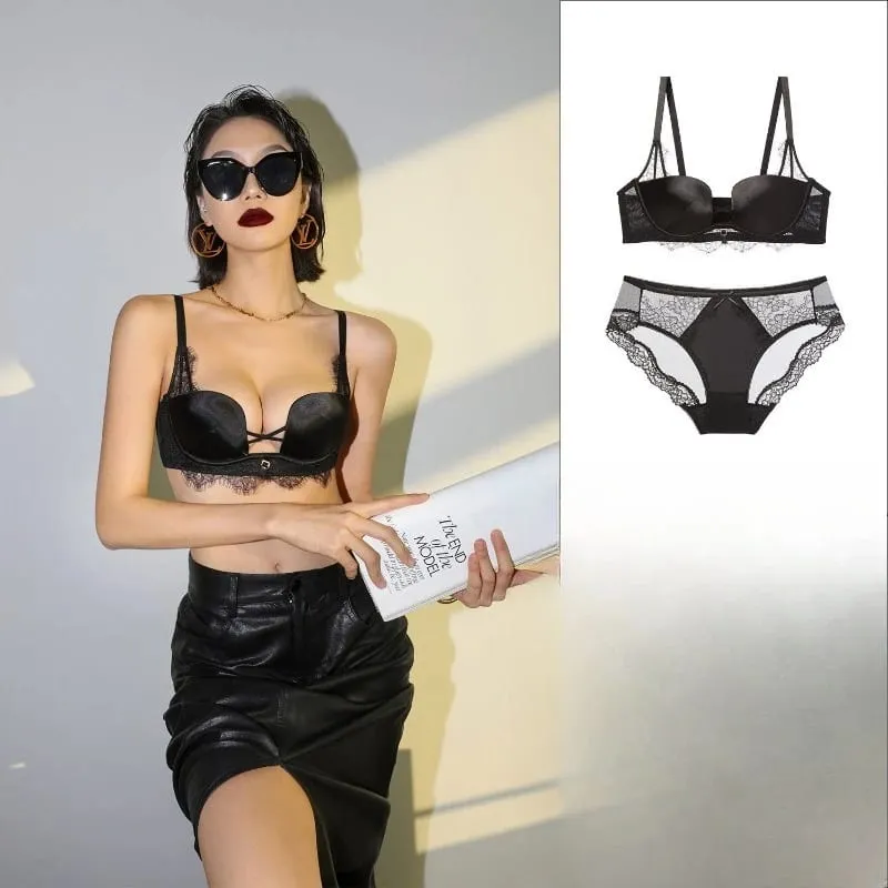 Tendance Ensemble Lingerie Léopard Dentelle Style Français Soutien-Gorge Push Up Petit Poitrine Anti Affaissement Toutes Tailles — image 6