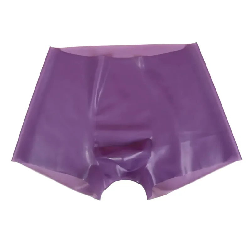 Mens Latex Boxer Briefs Underpants See-Through Rubber Safety Panties Low Waist Seamless Underwear for Sensory Appeal
