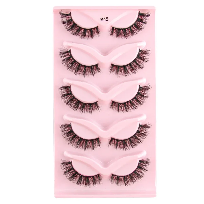 Halve øjenvipper Katteøjevipper 3/5/10 par falske øjenvipper Fluffy Blødt naturligt udseende Klart bånd 3D Mink-vipperforlængelse makeup — image 21