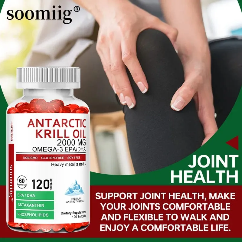 Capsules d'huile de krill antarctique 2 000 mg d'oméga-3 EPA et DHA avec supplément d'astaxanthine provenant de krill rouge force maximale