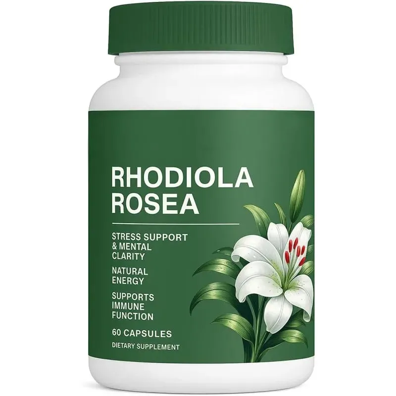 Rhodiola Rosea Capsules 500mg Herbal Supplement for Daily Energy Balance Mental Focus Adaptogen Plant Extract 60 Capsules