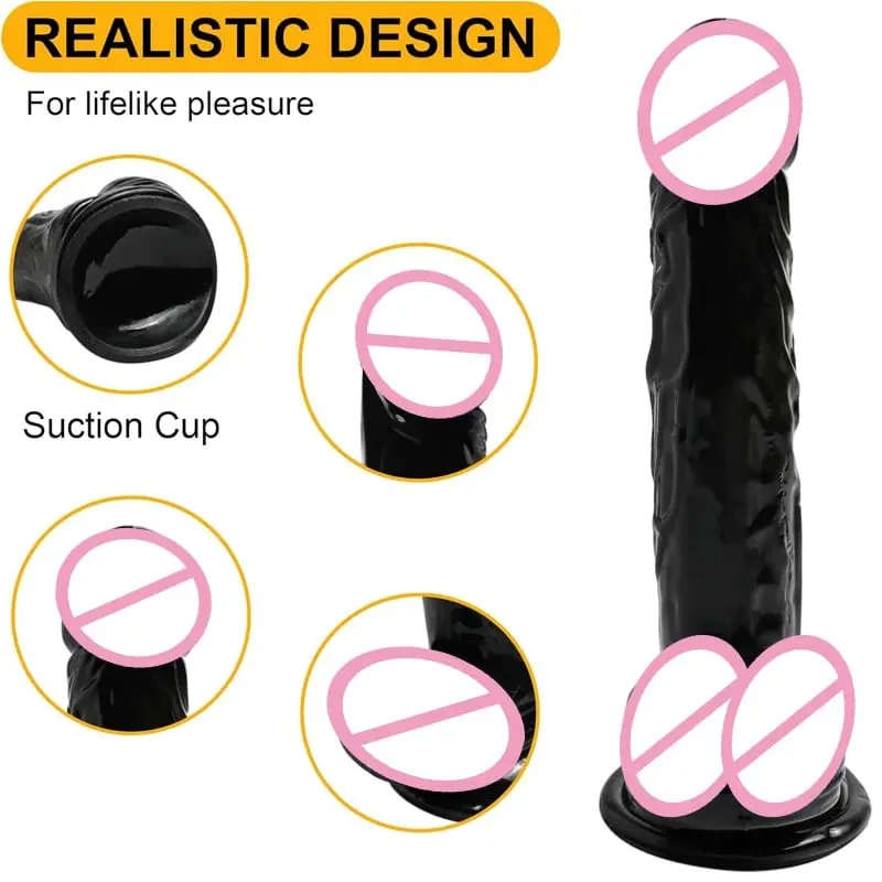 กันน้ำสมจริงสีดำDildo Masturbators Analเกย์Soft Clitorisนวดช่องคลอดอวัยวะเพศชายดูดถ้วยDickเพศของเล่นสำหรับผู้หญิง