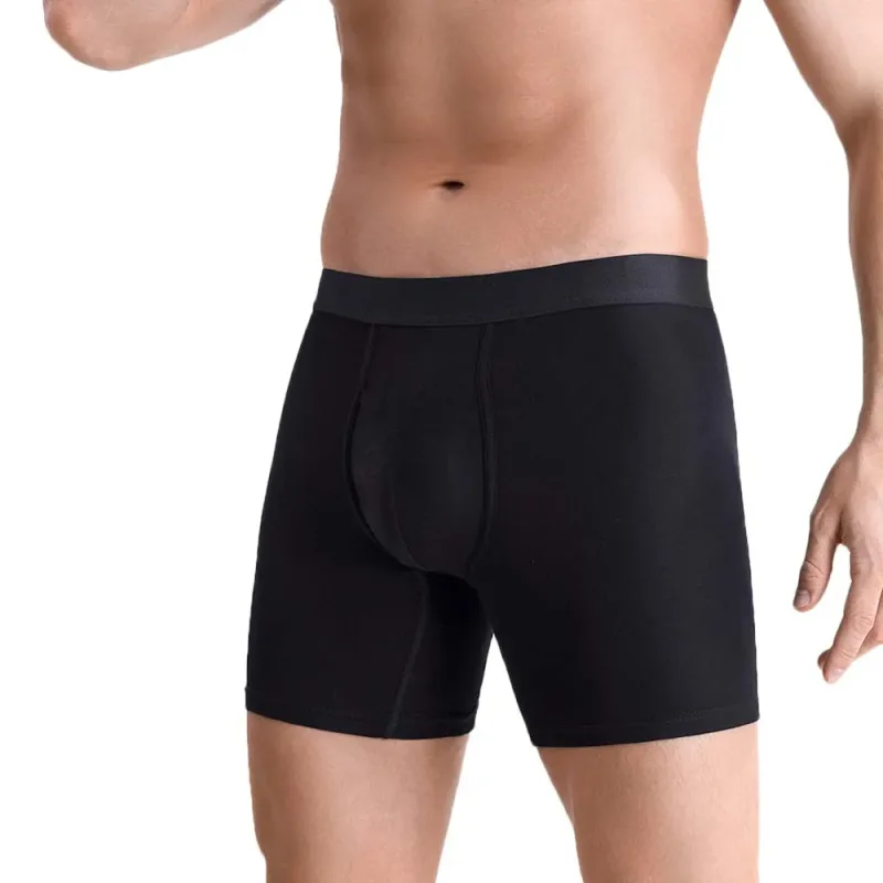 8Pcs Boxers Man Black Long Boxer Short Breathable Men's Underpants 3D Cutting U Pouch Design Man Clothes Plus Size Man Underwear