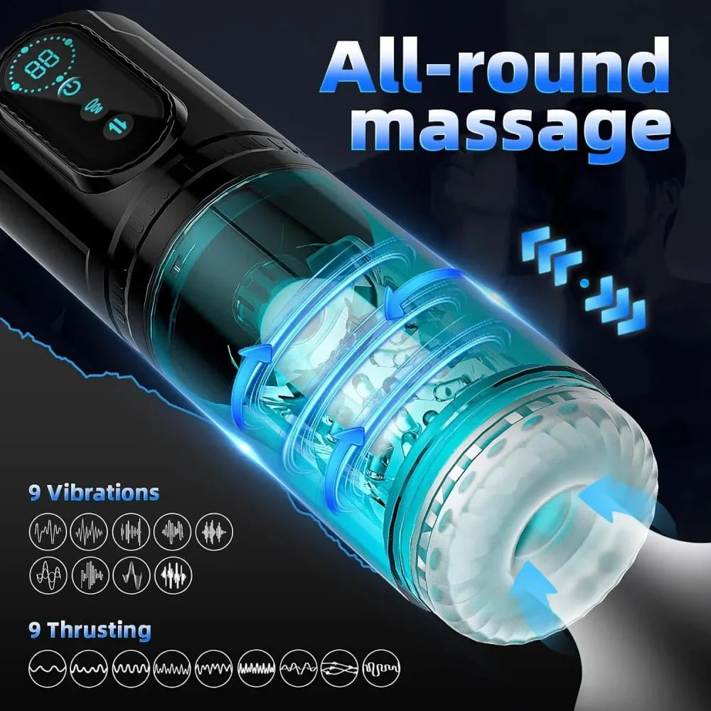 Men Electric Telescopic Sucking Masturbator Rotating Blowjob Masturbation Cup LCD Display Pocket Pussy Penis Pumps Adult Sex Toy