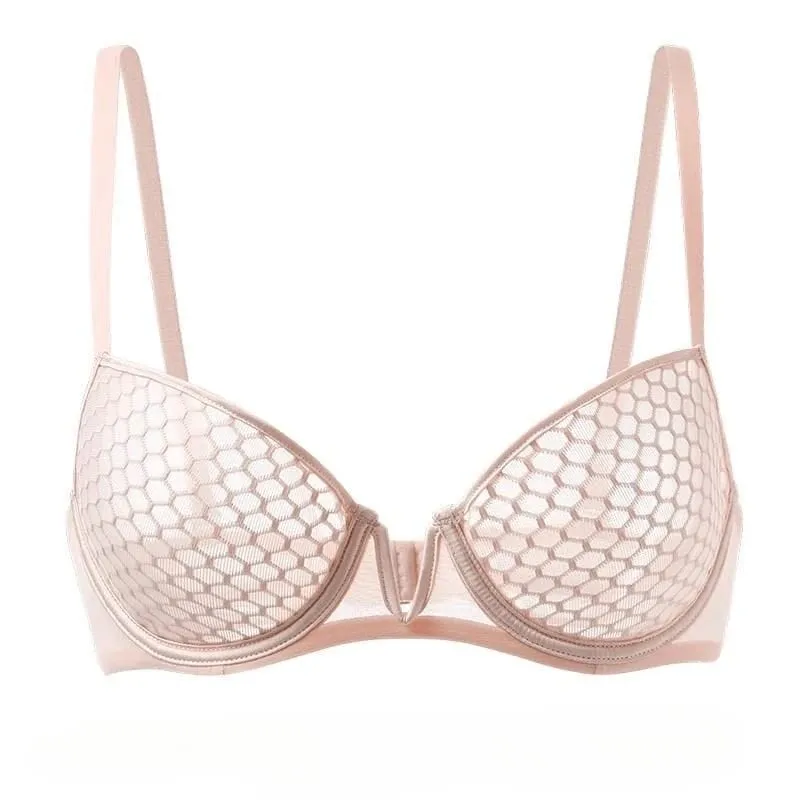 Full Bust Ladies Ultra-Thin Minimizer Bra Set Summer Soft Underwire Side Support Anti-Sagging Comfort Lingerie