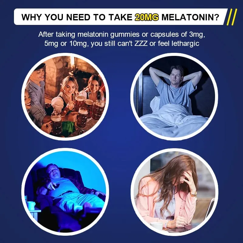 Melatonin 20mg Sleep Dietary Supplement 120 Strawberry Flavored Capsules Contains Melatonin - Healthy Sleep