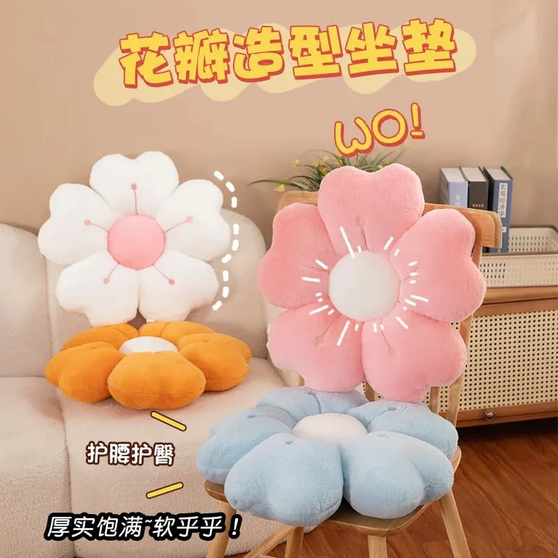 Plush Pillow Comfortable Daisy Flower Shaped - Cute Decorative Pad for Bed and Sofa Soft Polyester Fabric