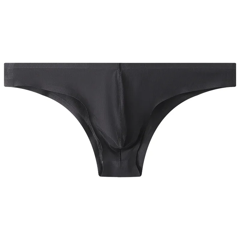 Sous-vêtements pour hommes, demi-hanche, petit Triangle, taille basse, Sexy, jeunes hommes, slip en soie glacée, sans couture, culotte d'été légère et respirante