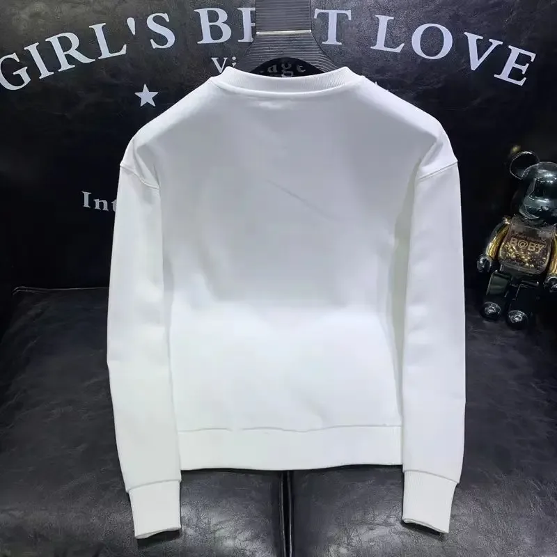 Spring Autumn Men's Trendy Simple Casual All Match Sweatshirt Y2K Streetwear Round Neck Long Sleeve Pullovers Male Loose Hoodies — image 2