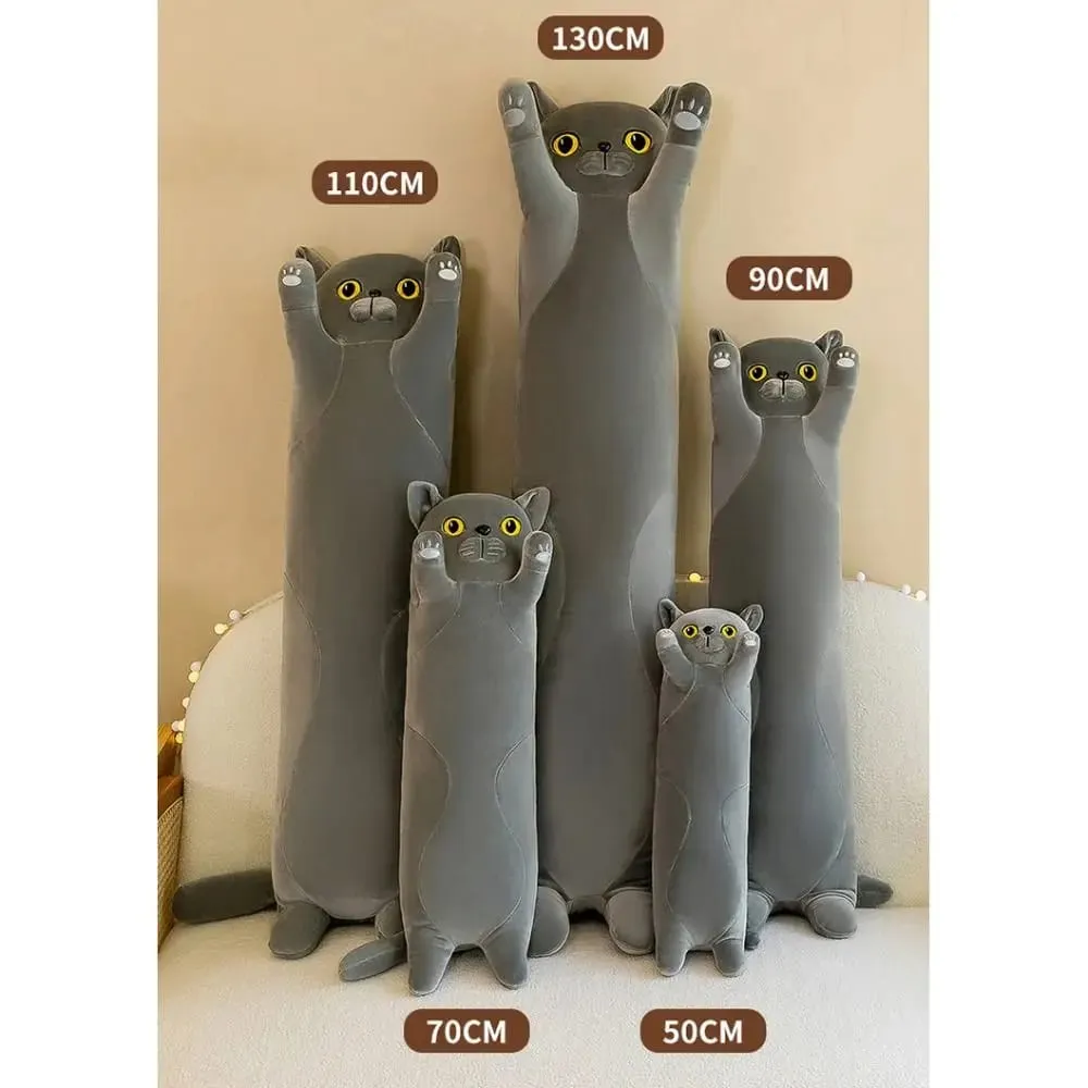 Lindo juguete de peluche de gato de 50/70cm, almohada blanda para dormir reparador, encantador y creativo Animal relleno, regalos de cumpleaños