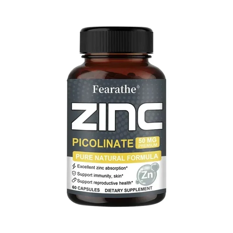 Cápsulas de Zinco 50 Mg - Suplemento Antioxidante Natural para Cabelo Imunológico, Unhas e Suporte para Pele Unissex