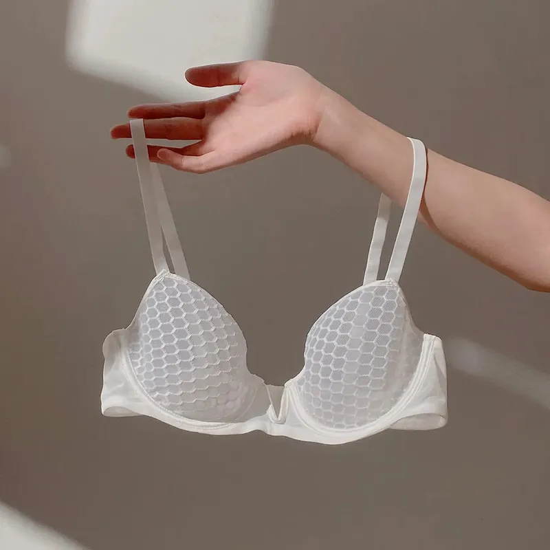 Full Bust Ladies Ultra-Thin Minimizer Bra Set Summer Soft Underwire Side Support Anti-Sagging Comfort Lingerie