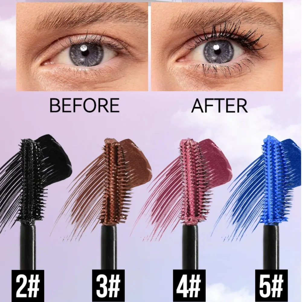 Färgglad Mascara Thick Curl Vattentät Naturlig Ögonfrans Förlänger Långvarig Snabbtorkande Blå Brun Svart Mascara ögonmakeup