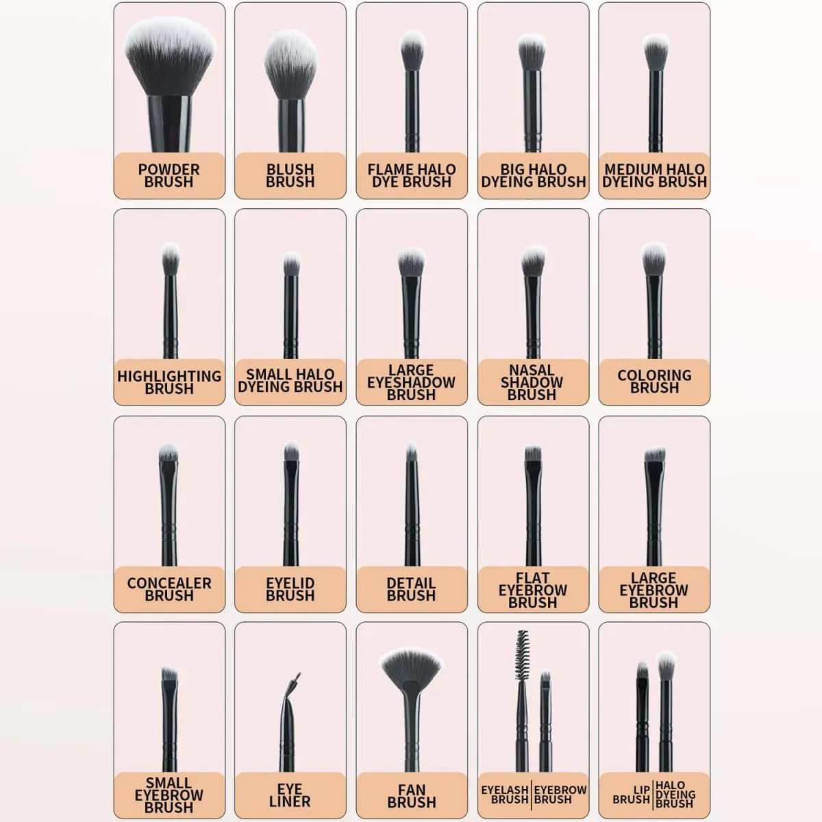 37Pcs Makeup Tool Kit 20Pcs Makeup Brushes With Hairband Wristband Powder Puff Facial Sponge — image 2