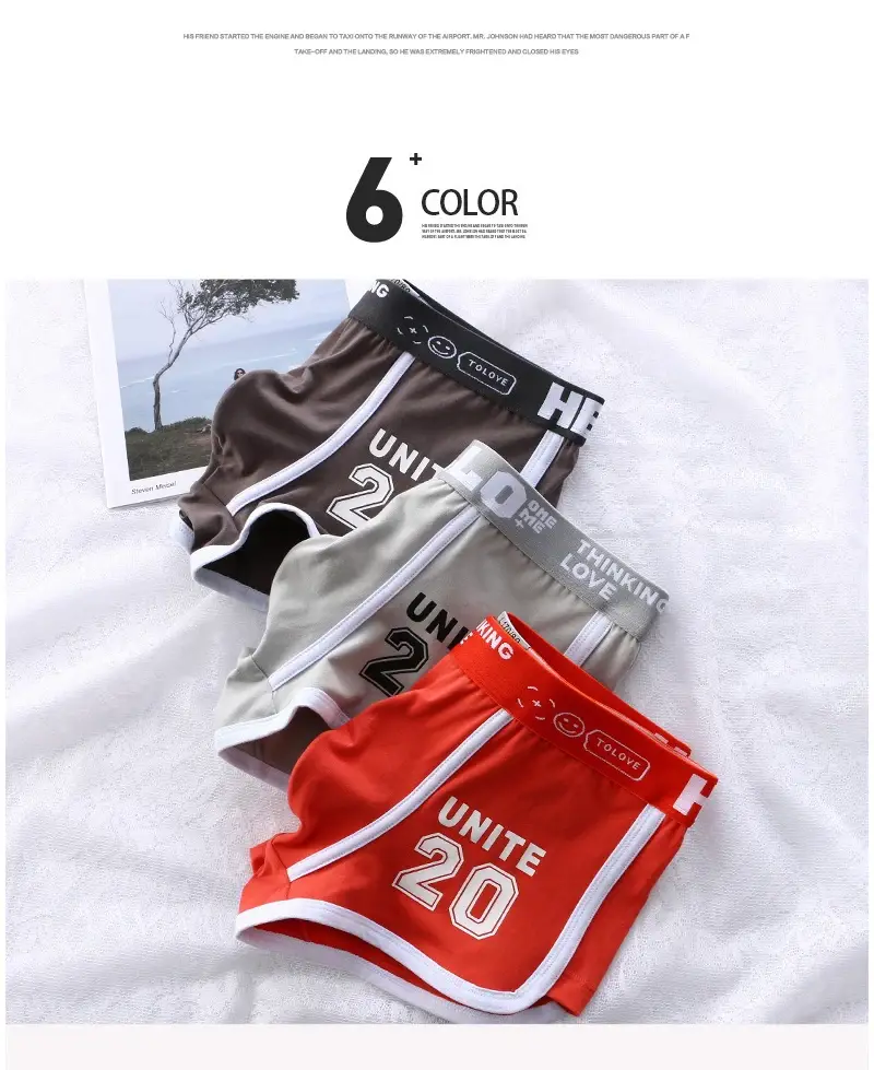 1/3pc Men Underwear Sports Boxer Shorts Cotton Oversized Solid Color Youth Fashion Sports Men's panties Comfortable Breathable