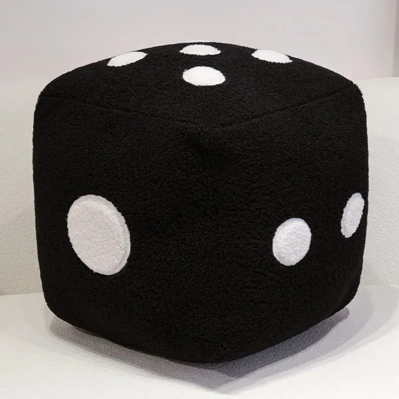 25cm Fun Dice Pillow Soft Stuffed Plush Toy Black White Dice Rolling Game Props Compare Sizes Funny Gift For Party Entertainment