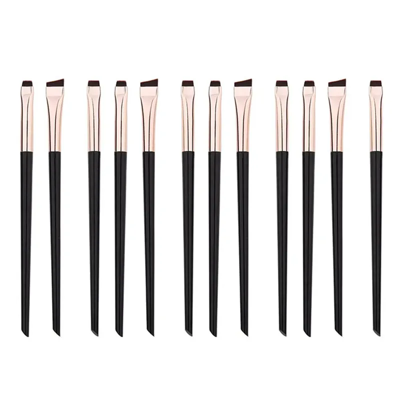 3/6/9/12Pcs Angled Eyeliner Brush Micro-Fine Tip for Brows & Cut Crease Vegan Professional Makeup Brushes