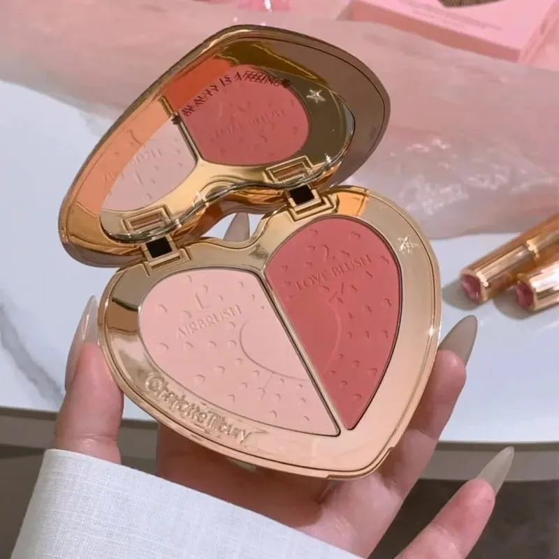 Charlotte Tilbury PILLOW TALK Série Coração Macio Cor Dupla Pó Blush Placa de Cores Código de Cores Quentes Primeiro Amor Sexo em Fogo