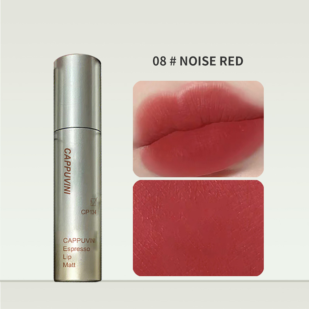 Cappuvini Espresso Matte Lipstick Velvet Lip Glaze Waterproof Long-lasting Texture Smooth Glossy Makeup Setting Lip Color