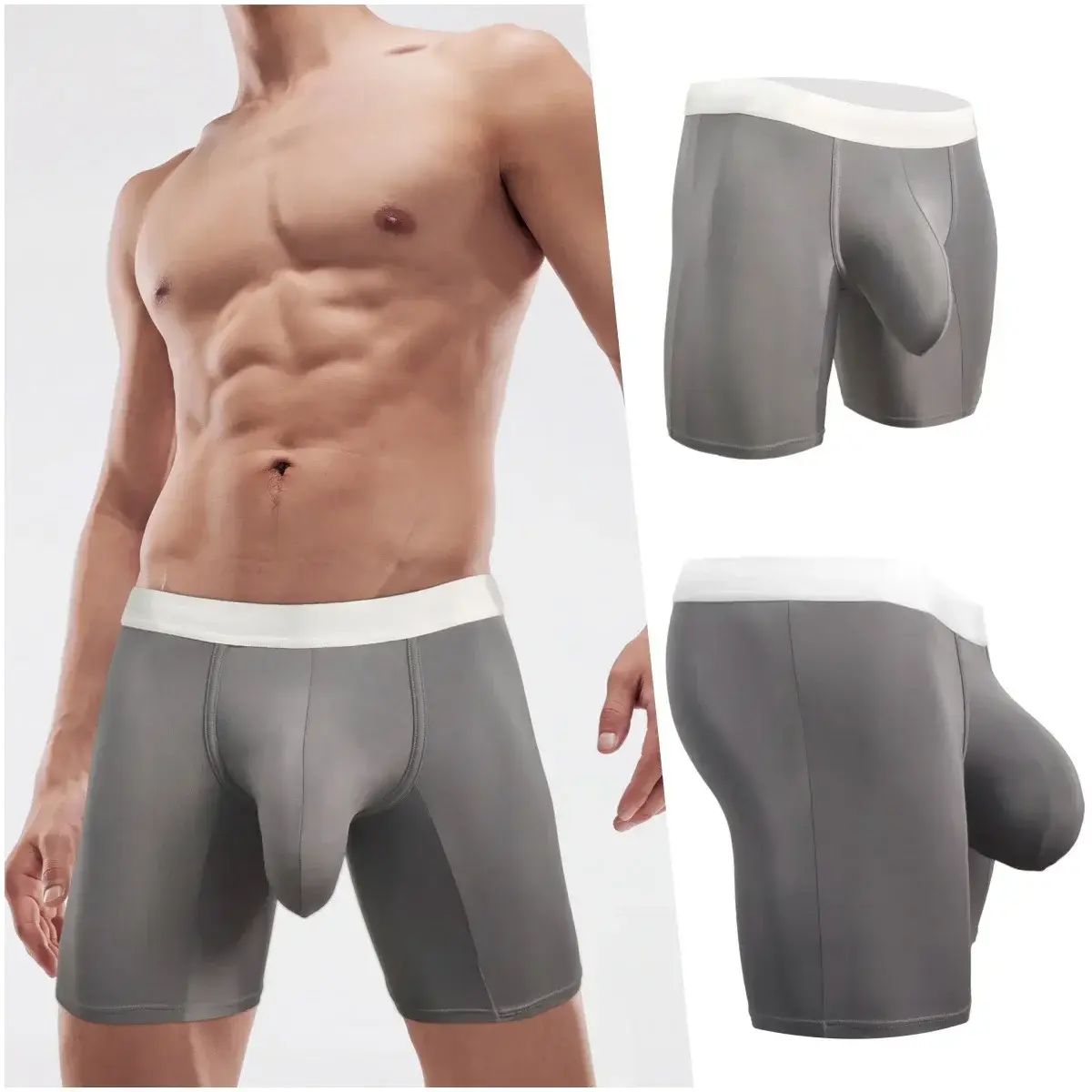 Men Ice Silk Boxer Briefs Deep U Convex Pouch Breathable Cool Quick Dry Sports Running Underwear Anti Chafe Seamless Underpants — image 15