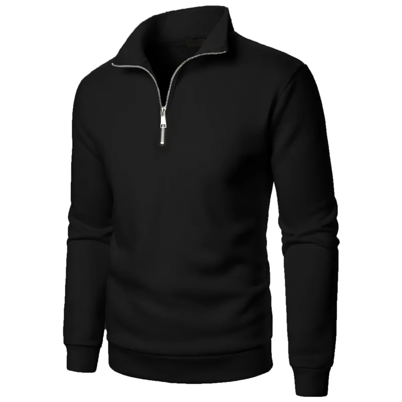Men's Zip Turn Down Collar Sweatshirts Spring Male Solid Color Loose Pullover Coats BSD-ZW160