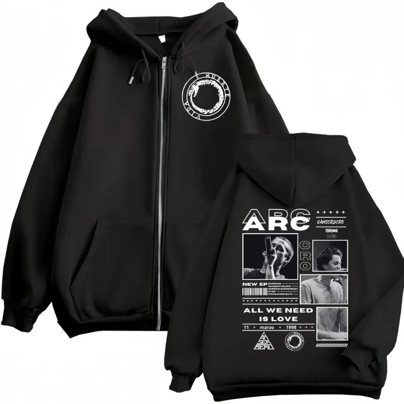 Canserbero All We Need Is Love Muerte Vida Merch Zipper Hoodie Herrenmode Hip Hop Zip Up Sweatshirts Lässige Fleecepullover — image 15
