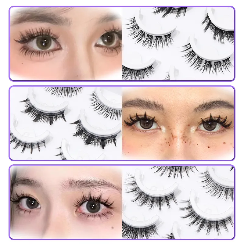 5 pares de cílios postiços autoadesivos estilo misto mangá, sem cola, reutilizáveis, cílios naturais para maquiagem diária dos olhos — image 5