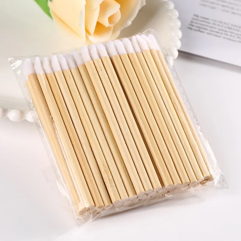 50/100pcs Brushes Bamboo Lipstick Handle Lip Brushes Extension Accessories Lip GlossWands Applicator Makeup Tool For Eyelashes
