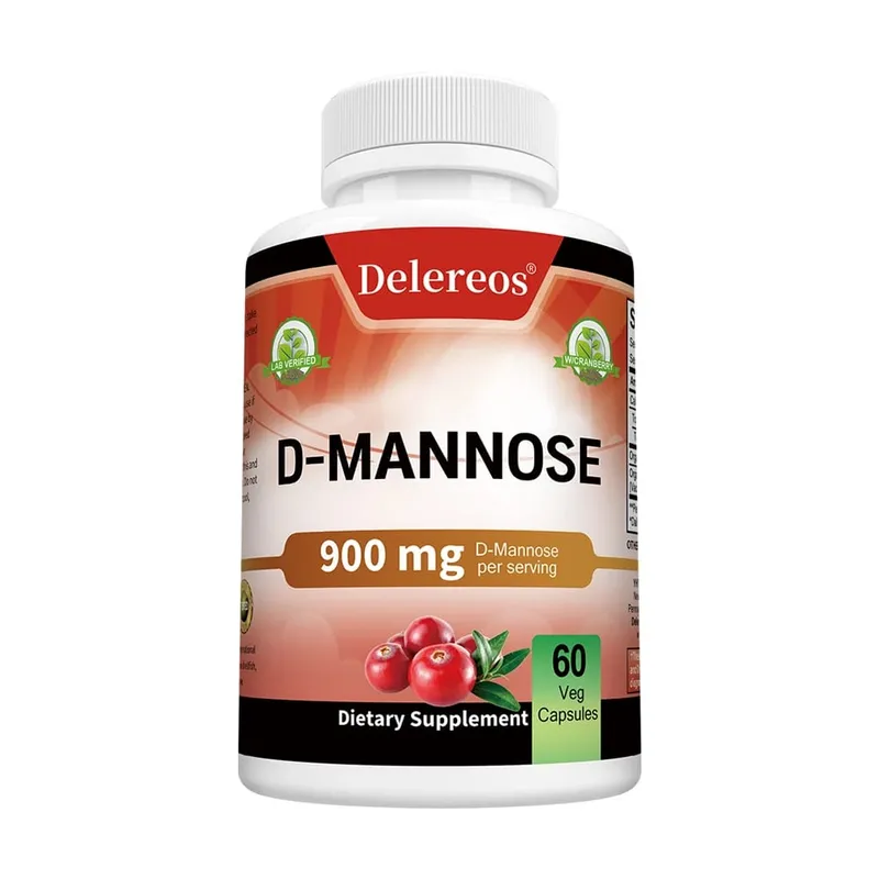 Organic D-Mannose 900mg Per Serving 120 Capsules Strongly Supports Urinary Tract Cleanse in Women and Prostate Health in Men