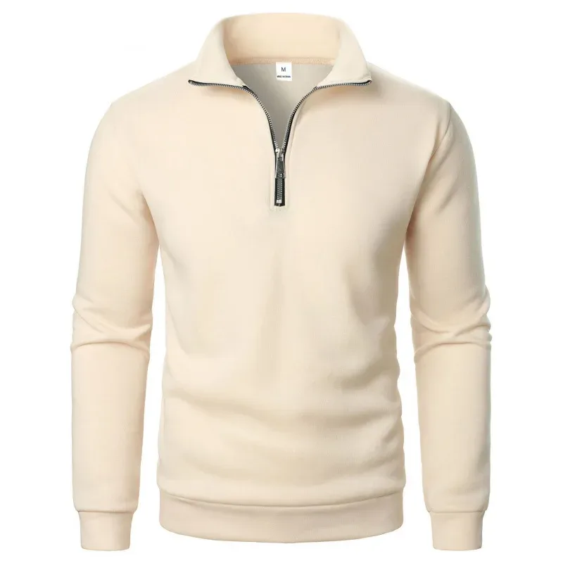 Spring Autumn new Casual Half Zipper stand collar sweatshirt Trend Simple slim men Pullover long sleeve tops Men's sweatshirt