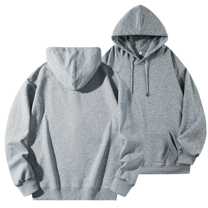 DIY Custom Logo Black Hooded Sweatshirt Pure Cotton Long-Sleeved Pullover Casual Top for Men And Women Autumn Winter Fashion